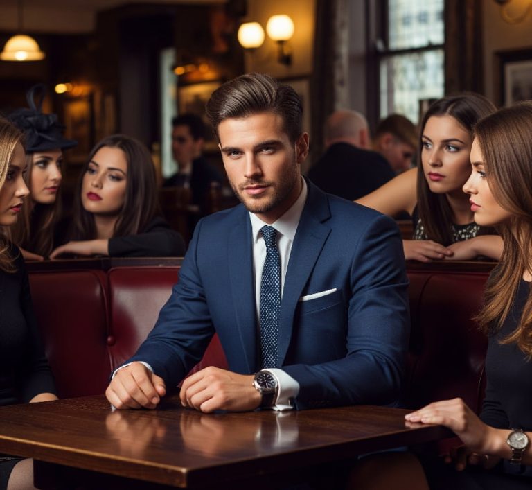 An attractive man in a pub
