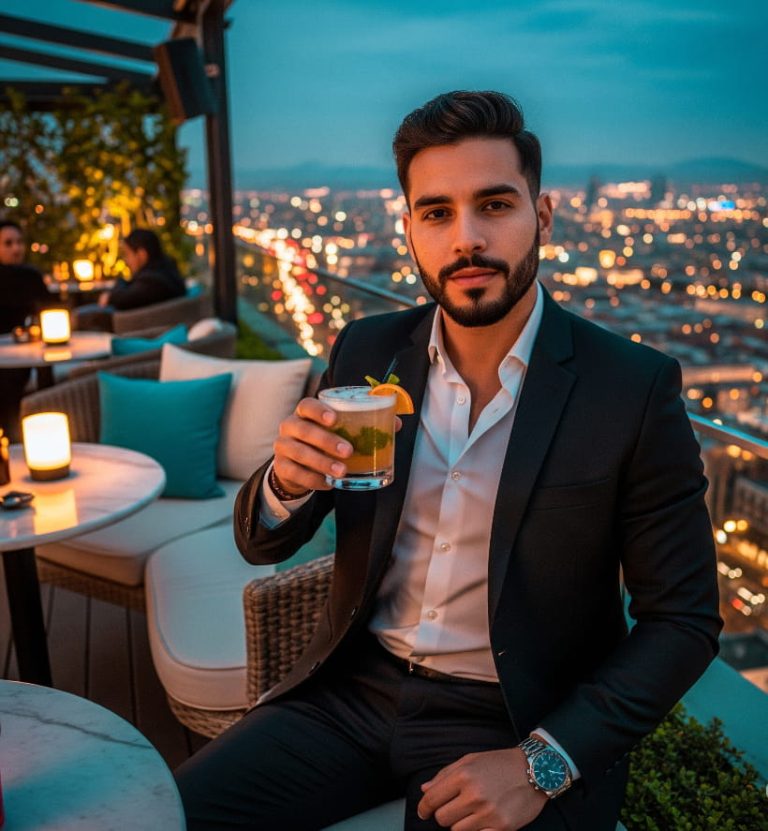 Young handsome man on a rooftop