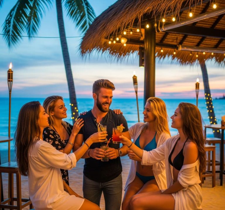 Man having party in koh samui bar