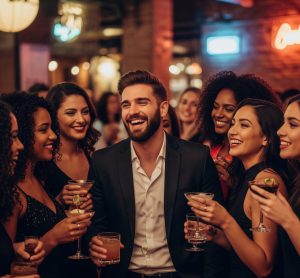 Masculine man enjoying party