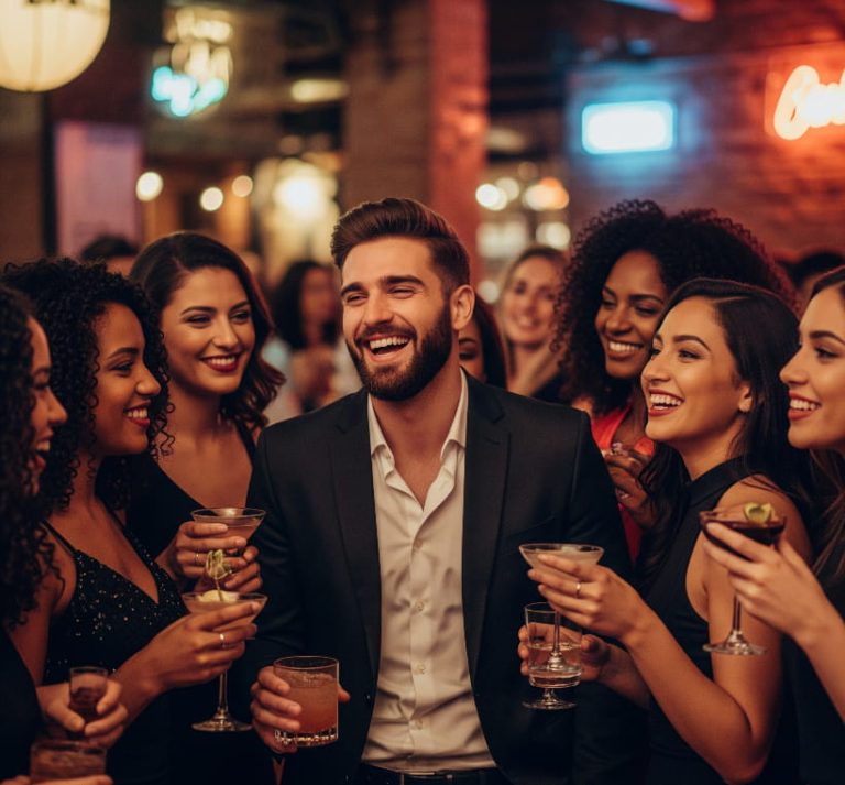Masculine man enjoying party